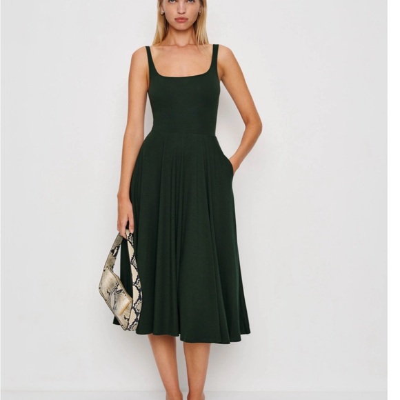 Reformation Dresses & Skirts - Classic Square-Neck Midi Dress in Deep Green